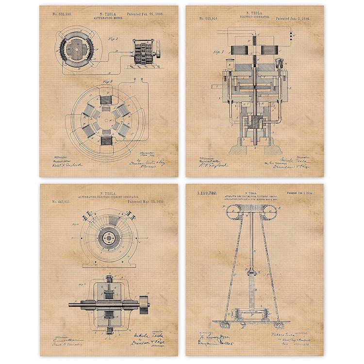 Nikola Tesla Patent Prints