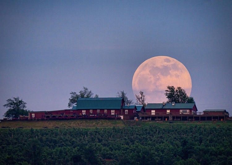 Moon Over a Red Barn by Brennan Gilmore