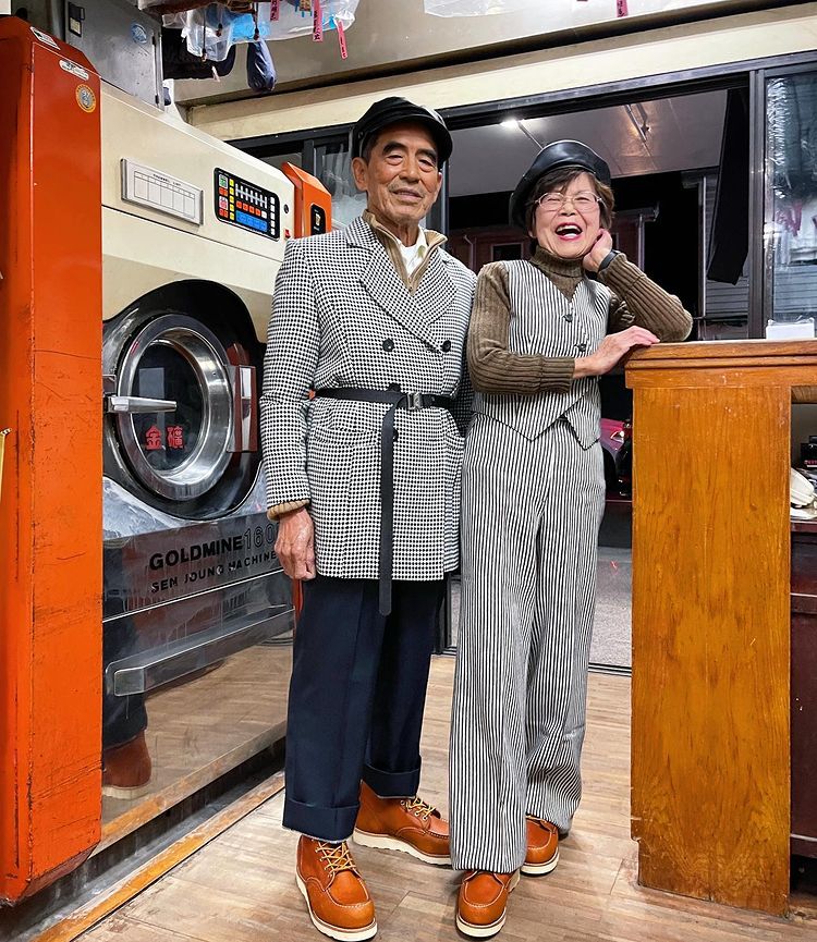 Elderly Couple Model Clothing Abandoned at Laundromat