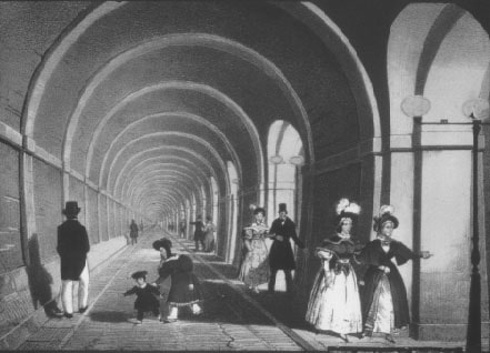 inside the thames tunnel in the mid-19th century