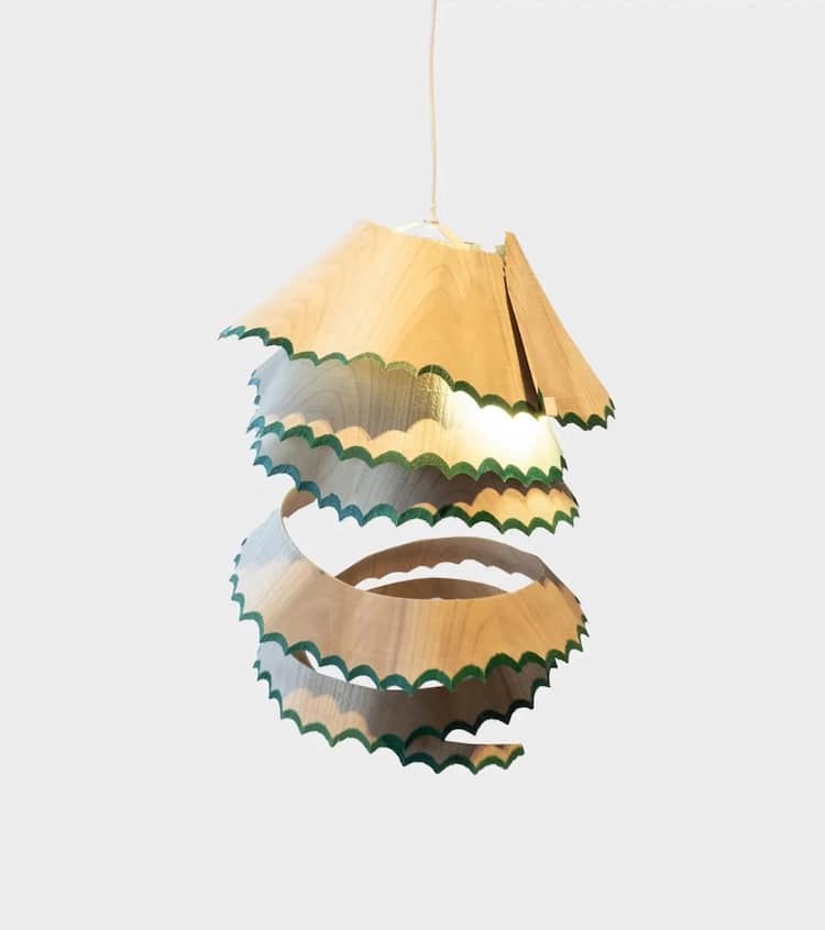 Wood Chandeliers That Look Like Pencil Shavings by Nanako Kume