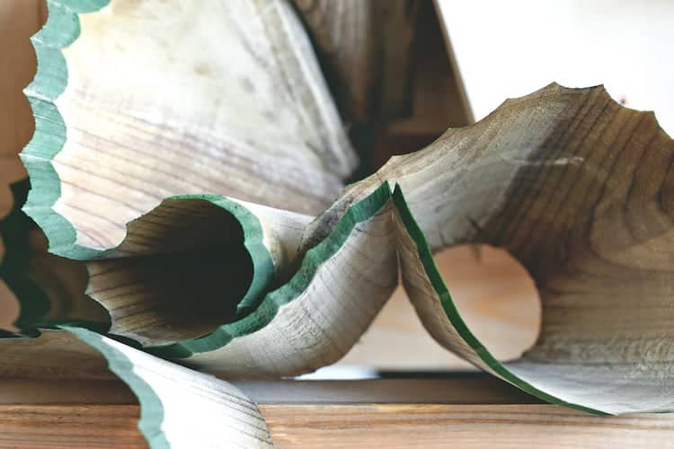 Wood Chandeliers That Look Like Pencil Shavings by Nanako Kume