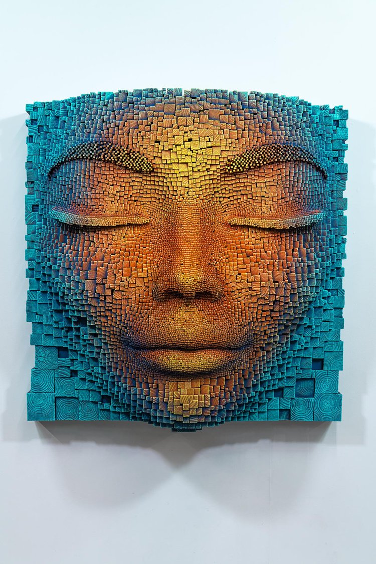 Pixelated Face Sculptures by Gil Bruvel