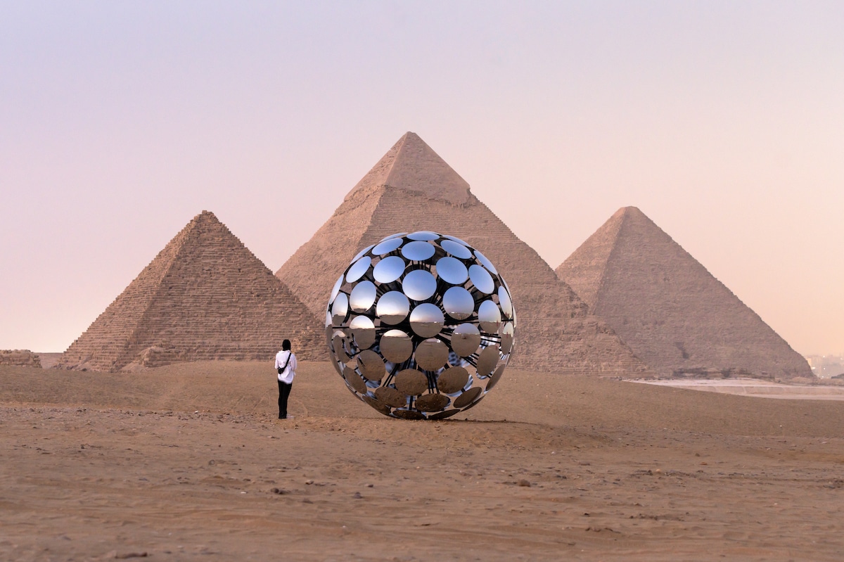 SpY Art Installation in Front of the Pyramids in Egypt