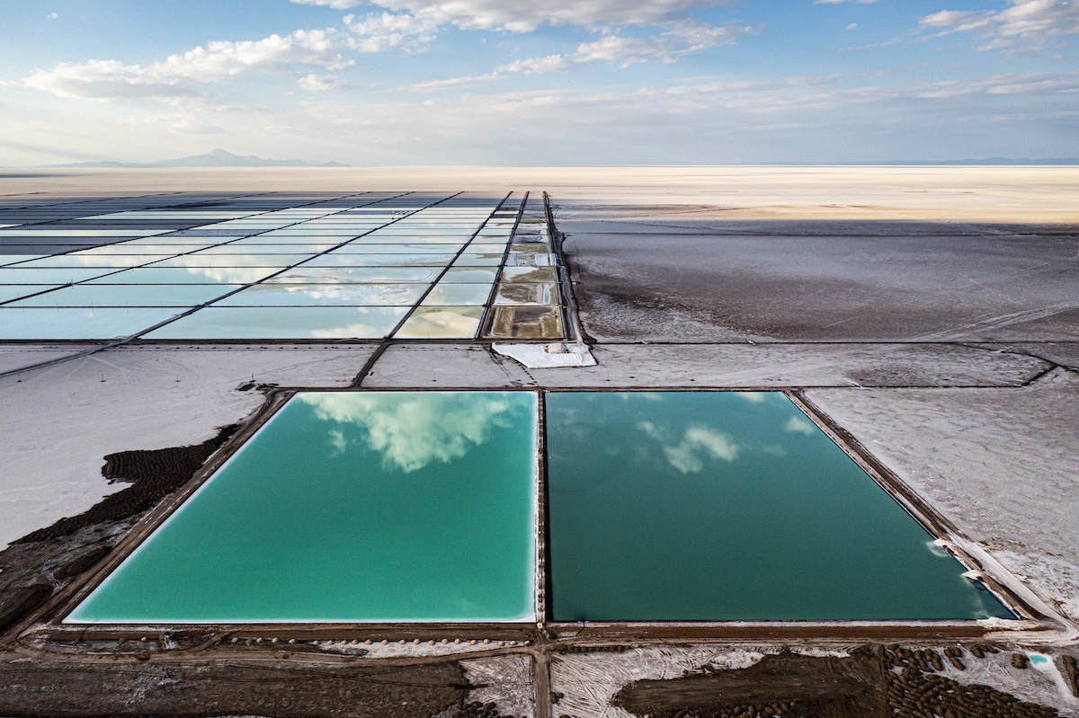 Aerial Photo of Lithium Pools at Bolivia's YLB industrial lithium production plant 