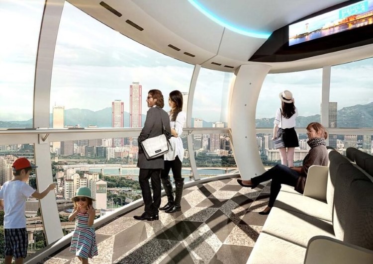 Rendering of People Inside Seoul's Hubless Ferris Wheel