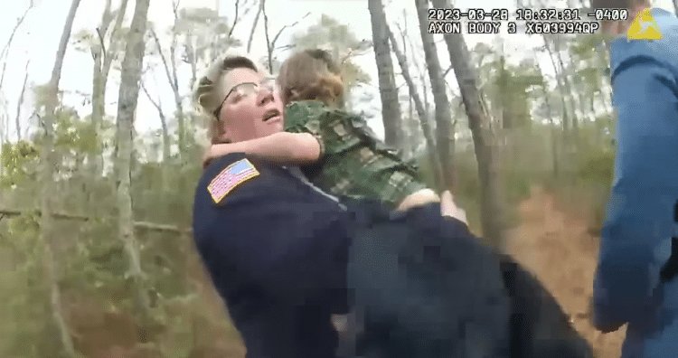 Mom Embracing Her Toddler Who Was Lost in the Woods