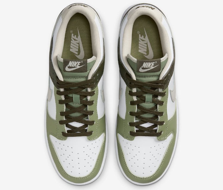 Bird's eye view of the Nike Dunk Low Oil Green
