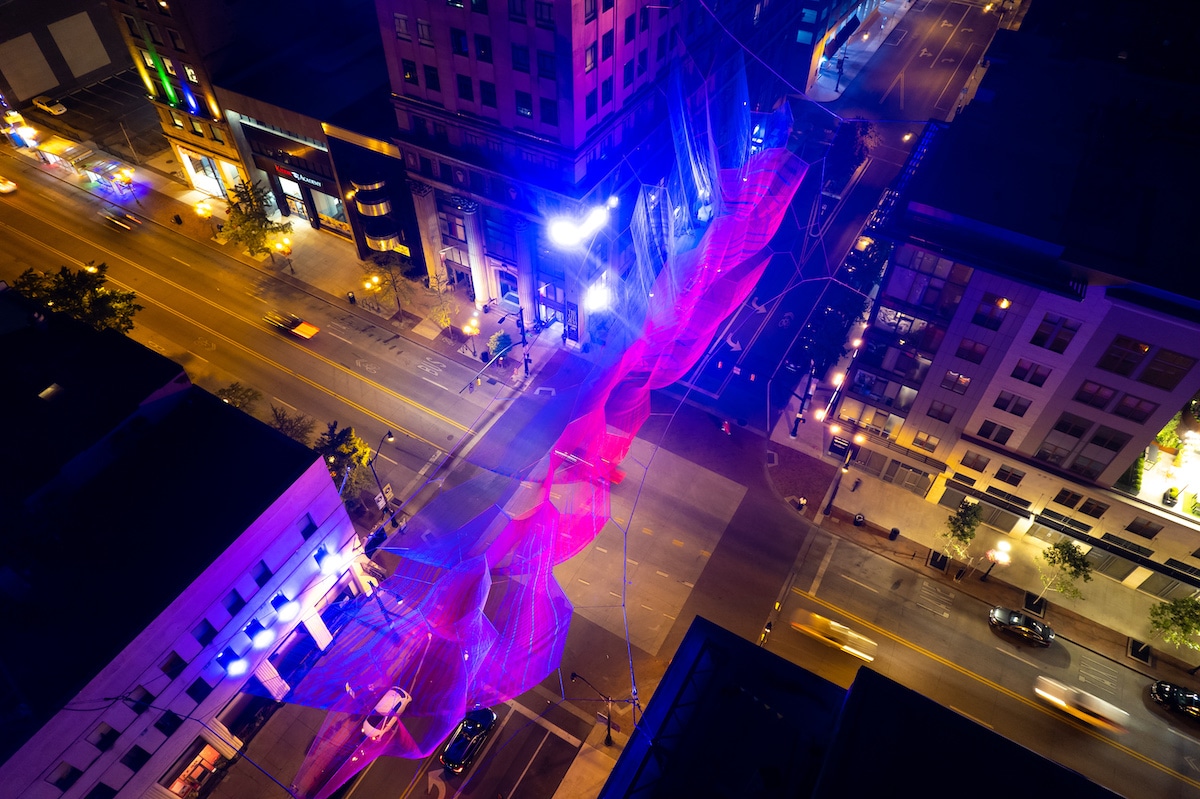 Installation in Columbus, Ohio, by Jannet Echelman