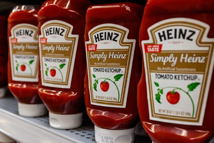 Bottles of Heinz ketchup