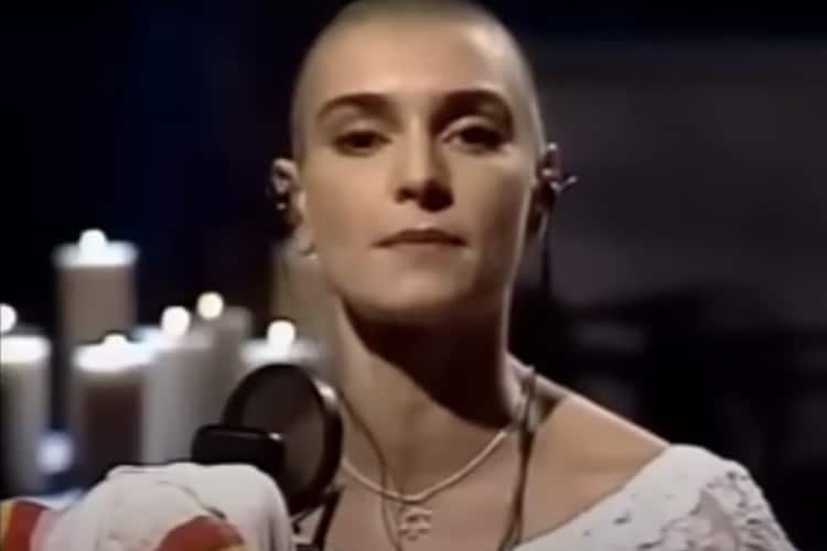 Screenshot from Sinead O'Connor's 1992 SNL performance