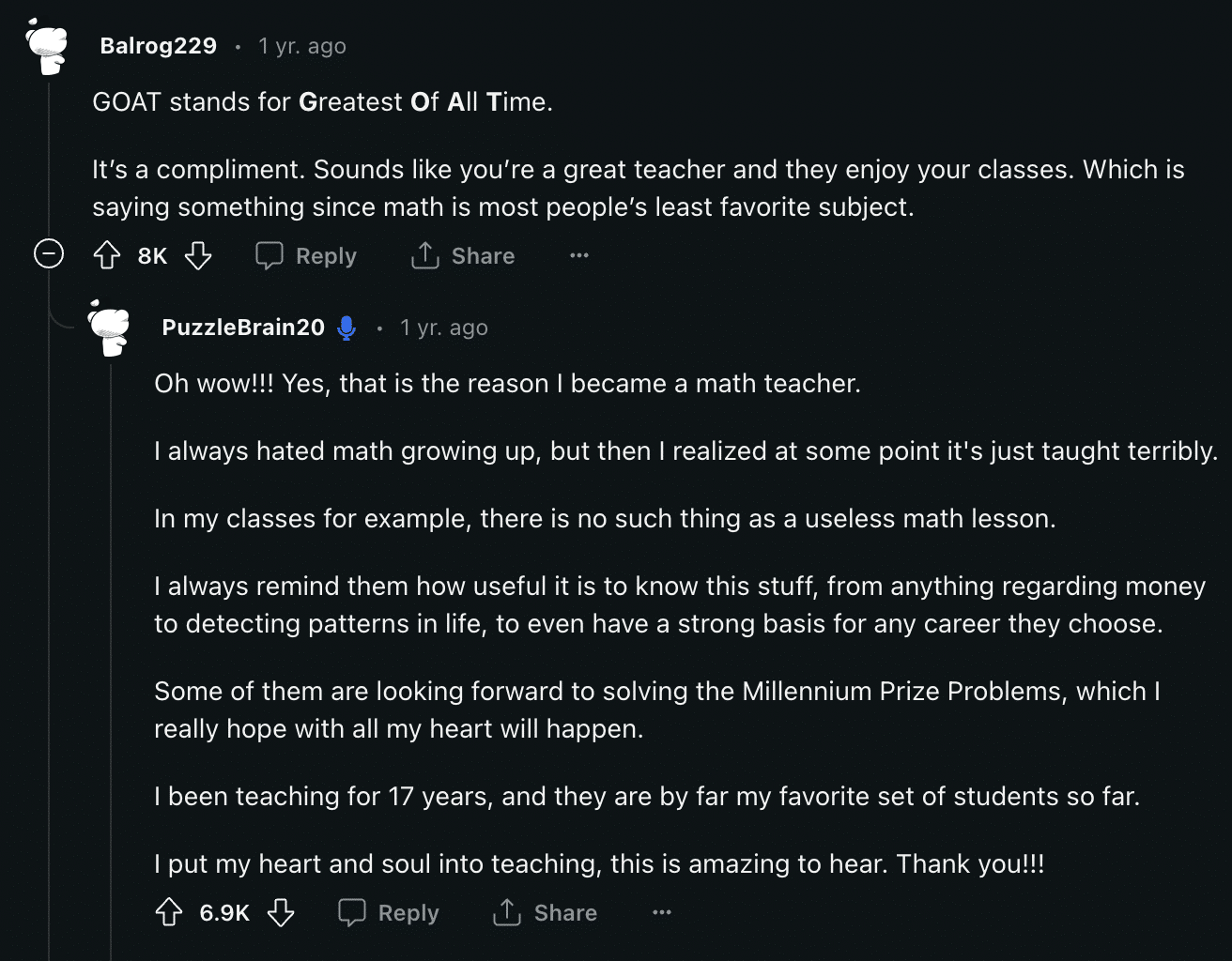 Teacher Doesn't Know Why She's Called G.O.A.T.