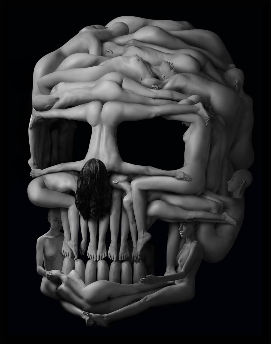 Nude Bodies Used to Make Up Human Skull by Alexander Sviridov