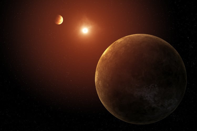 artist rendering of seven-planet system spotted by NASA