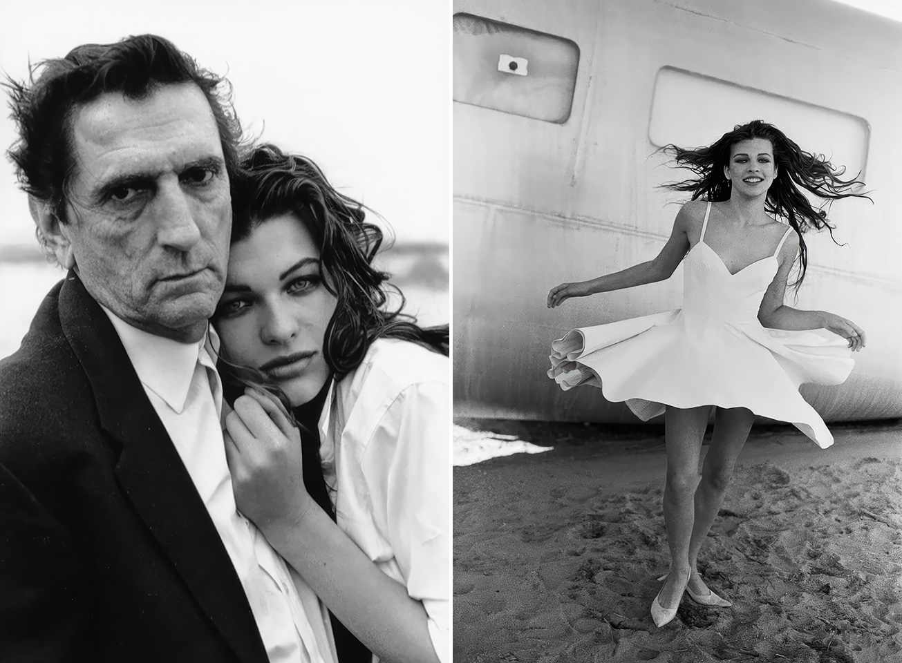 Beautiful Black and White Photos of Milla Jovovich and Harry Dean Stanton at Mojave Desert, California, 1990