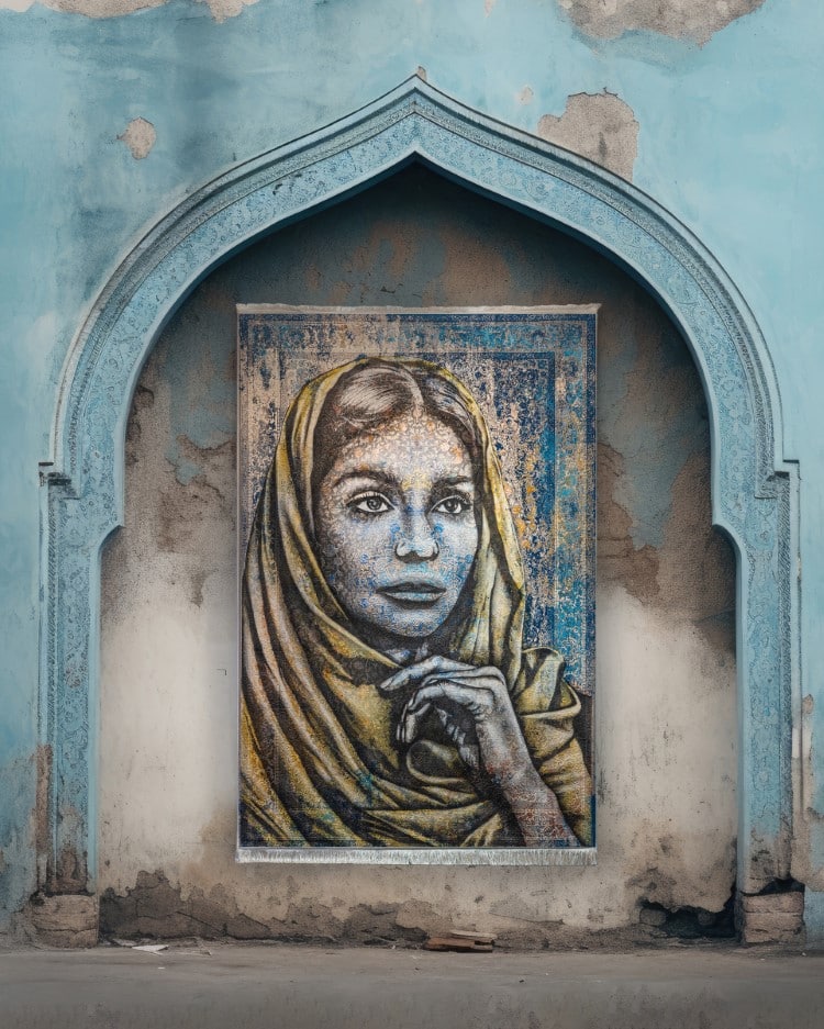 Portrait of a Woman on a Persian Carpet by Mateo Humano