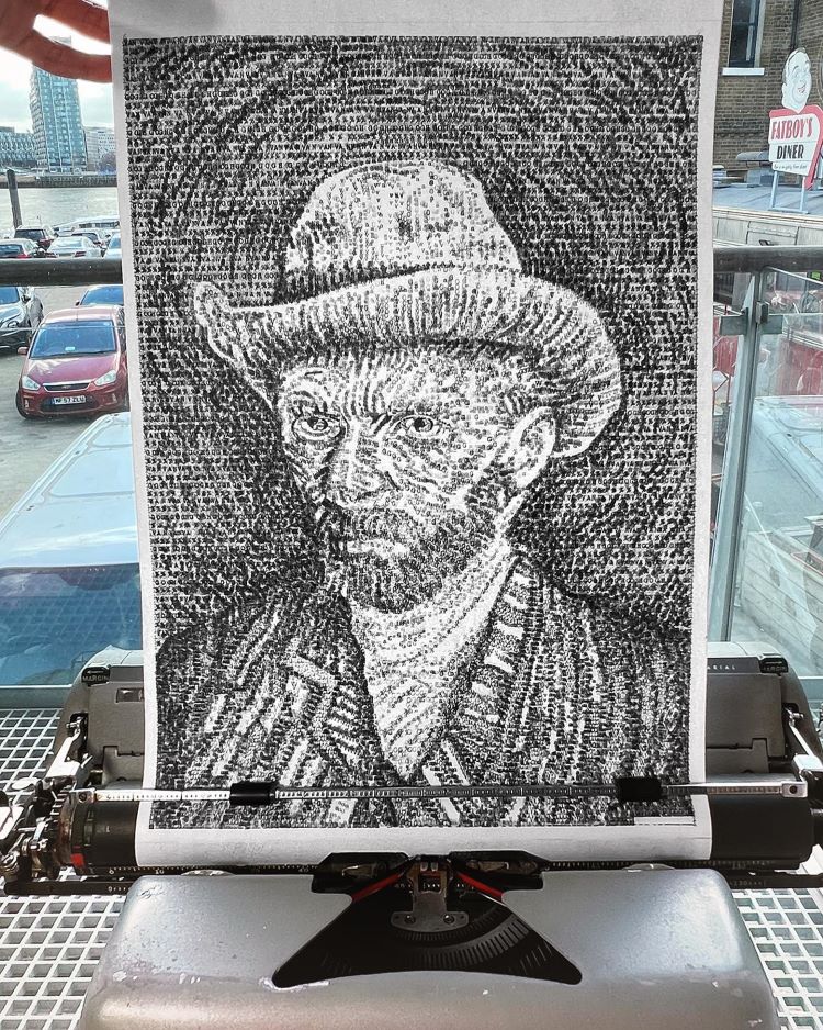 Recreation Of Van Gogh Self Portrait Made Of Typewriter Characters