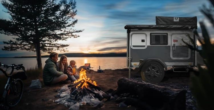 Rendering of Family Camping Outside Cube 1