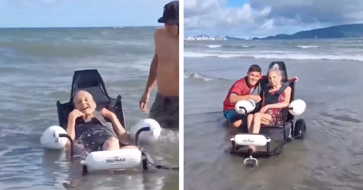 Watch Senior Citizens Enjoy Beach Day With Floating Chairs